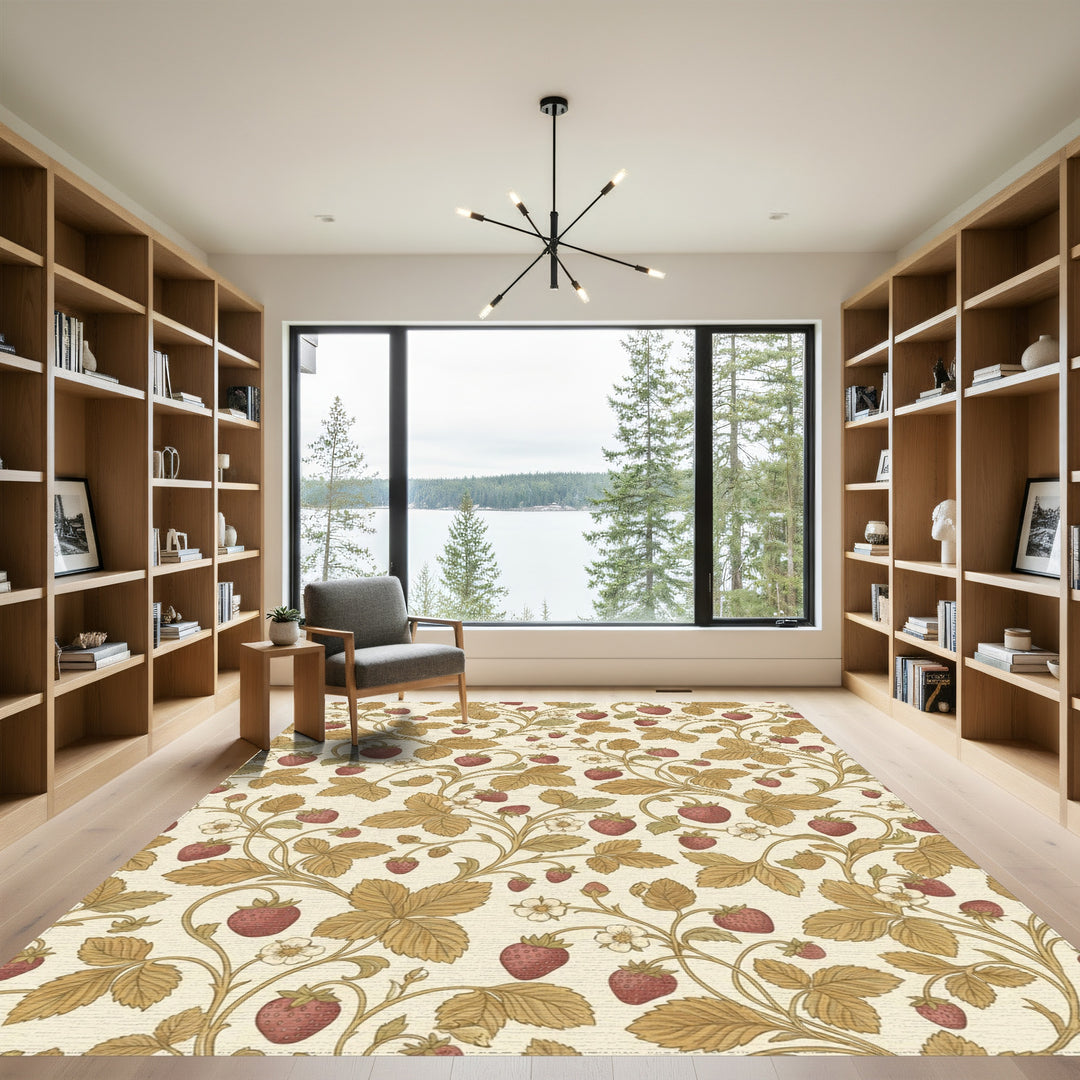 Strawberry Blossom Vine Cream Rug