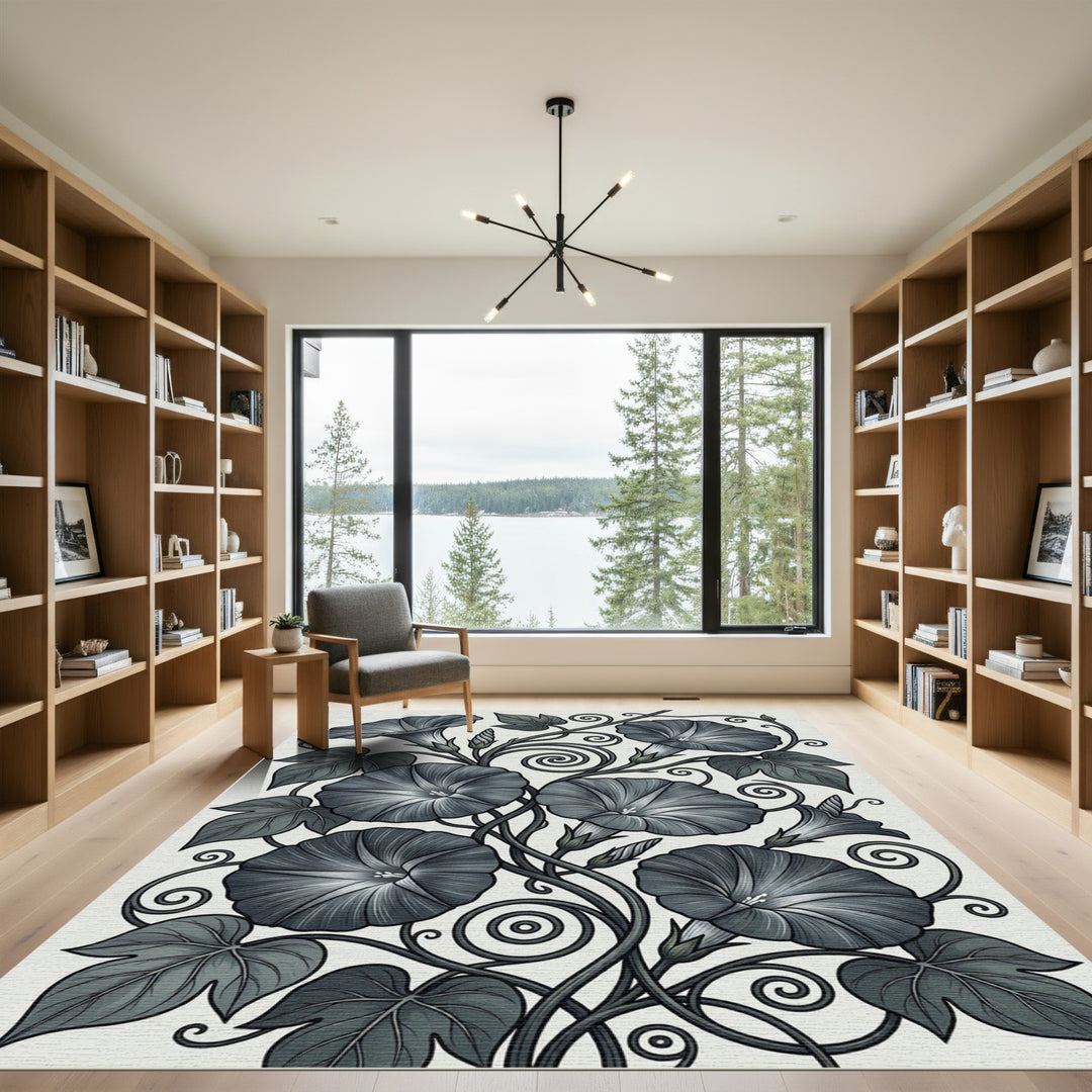 Art Nouveau Gray Morning Glory Rug