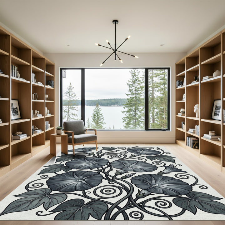 Art Nouveau Gray Morning Glory Rug