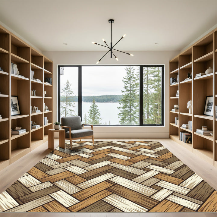 Woven Wood Herringbone Rug