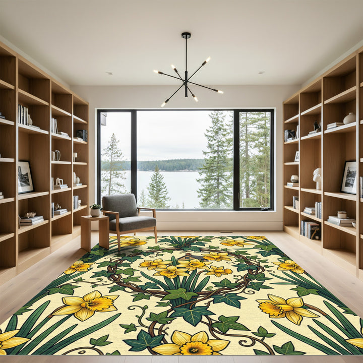 Art Nouveau Yellow Daffodil Ivy Home Rug