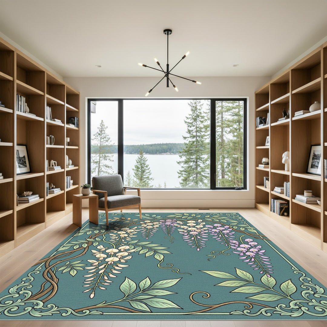 Art Nouveau Wisteria Floral Scroll Rug