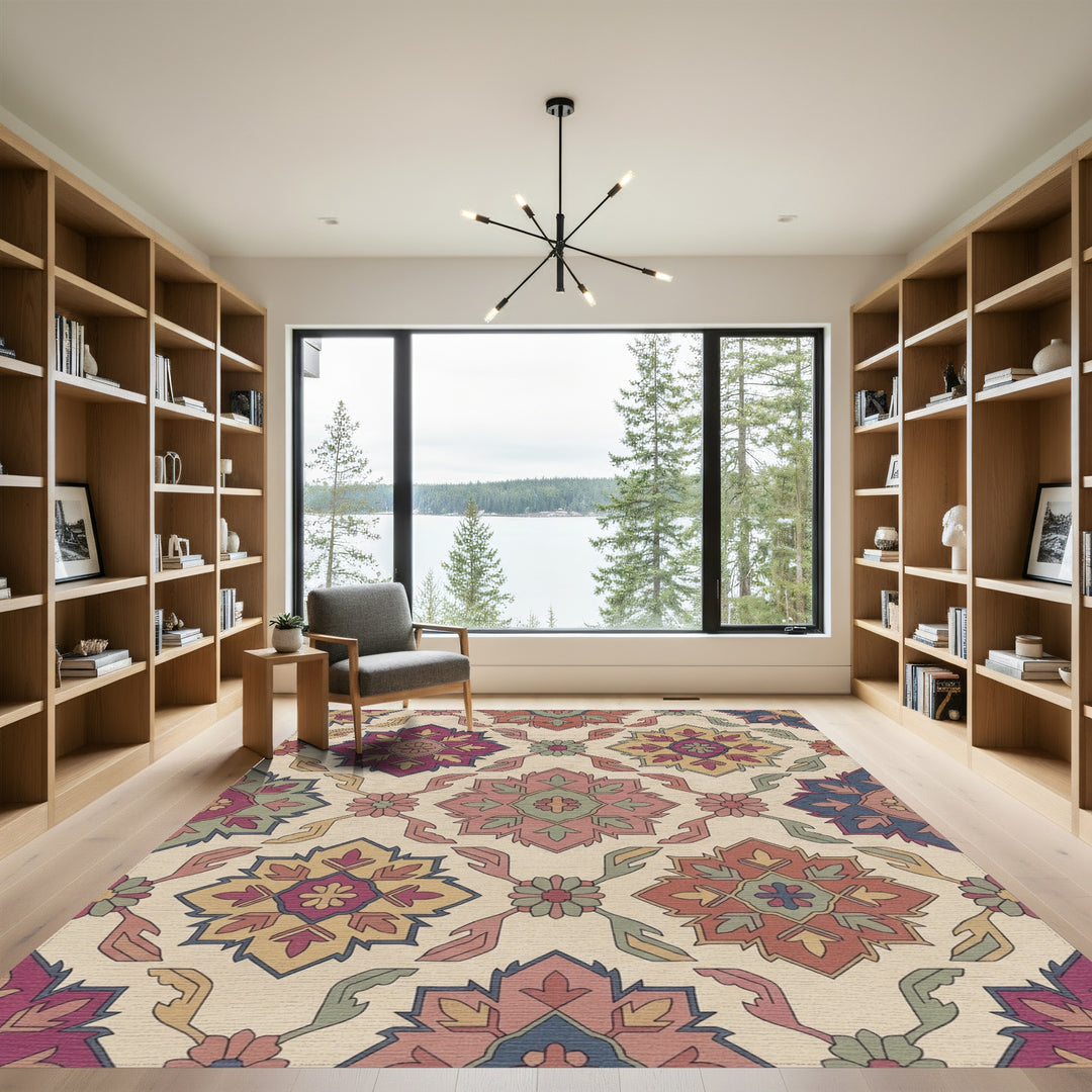 Rich Jewel Tone Medallion Garden Rug