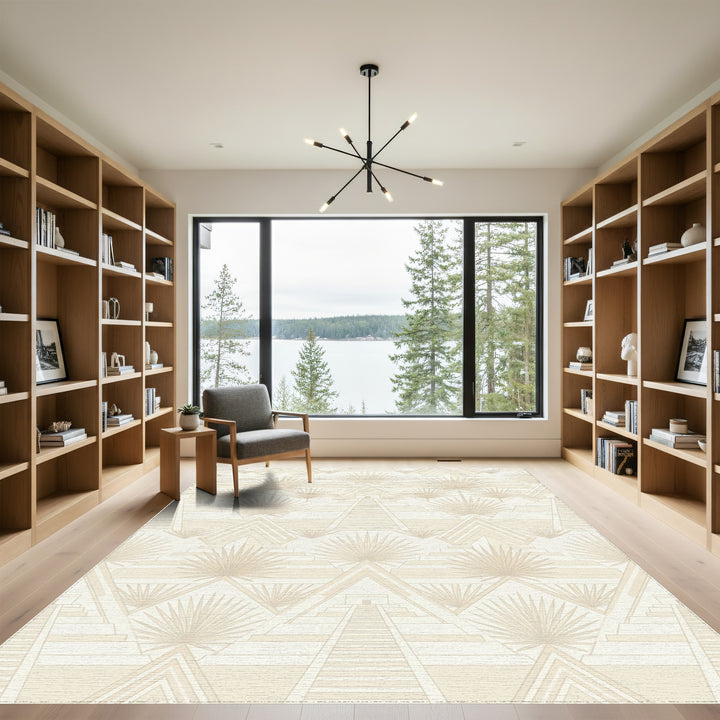 Cream Maya Temple Sunburst Rug