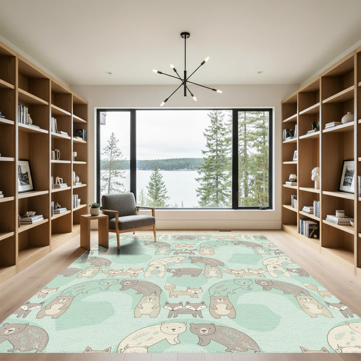 Whimsical Woodland Creatures Pastel Animals Rug