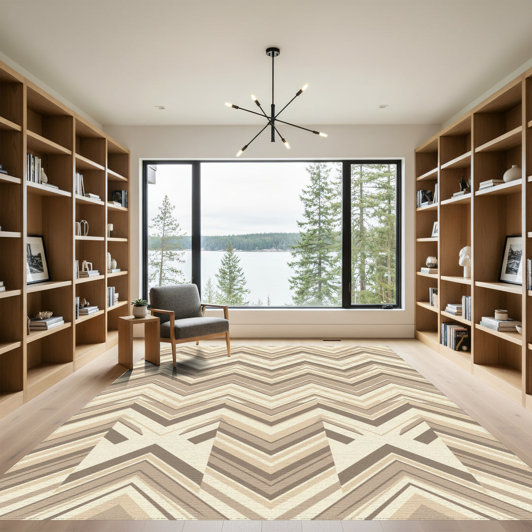 Earthy Tones Geometric Chevron Rug