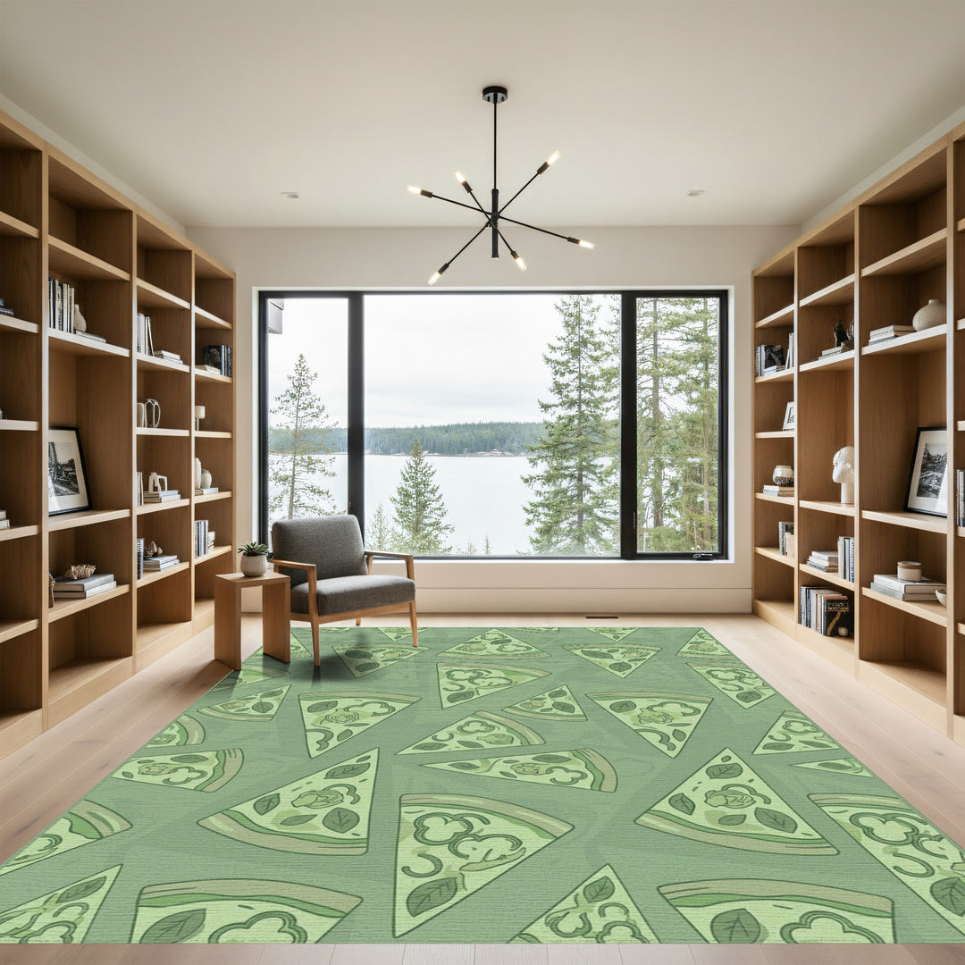 Sage Green Pizza Slice Collage Rug