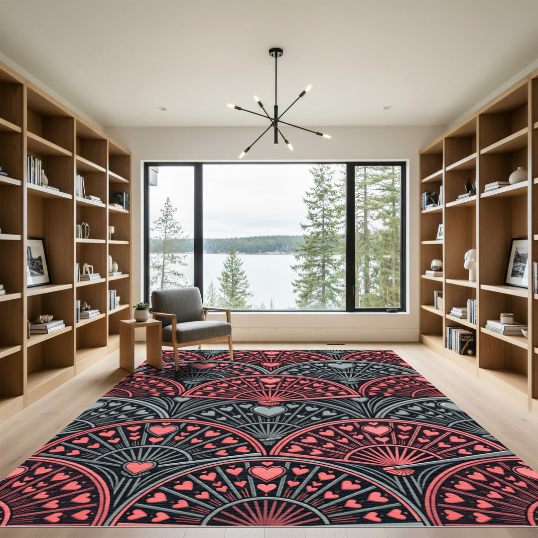 Romantic Hearts Fan Arrangement Rug