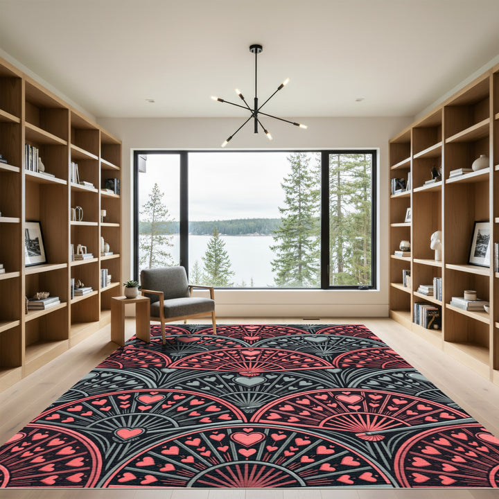 Romantic Hearts Fan Arrangement Rug