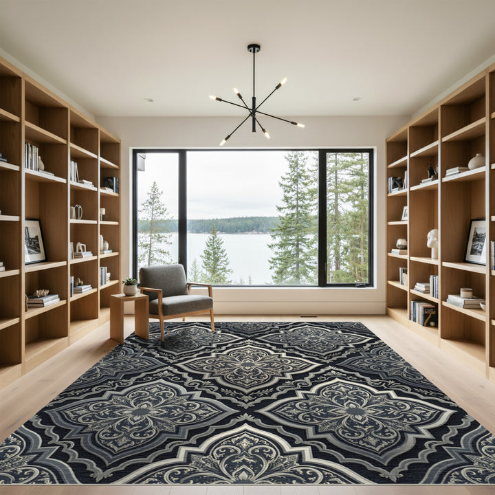 Luxury Gray Ornamental Medallion Rug