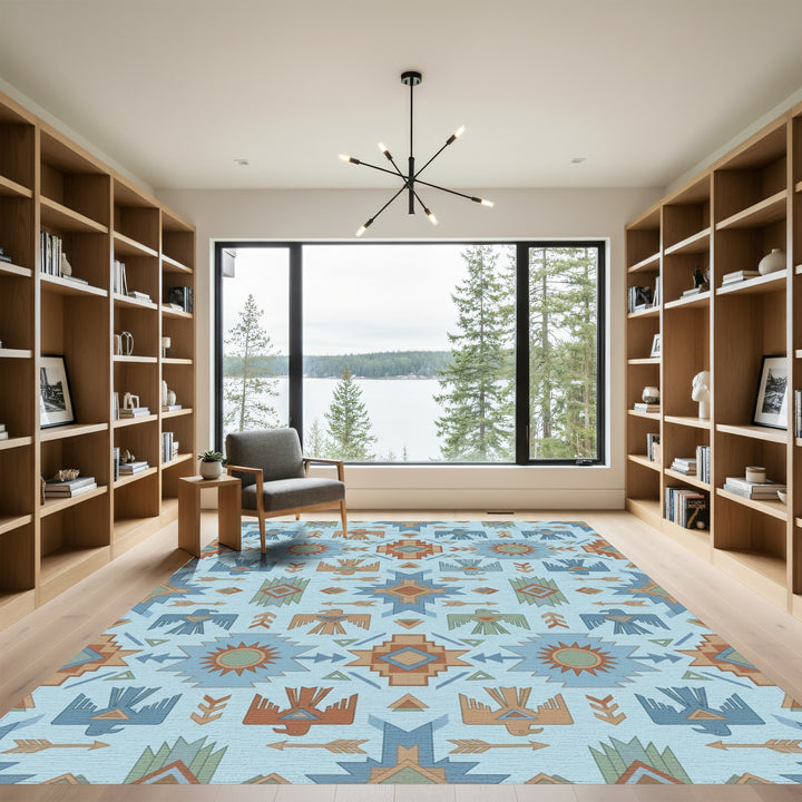 Southwestern Bird Sun Arrow Medallion Rug