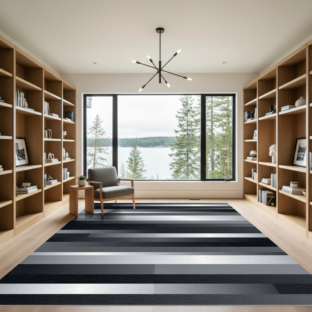 Modern Horizontal Gradient Stripe Rug