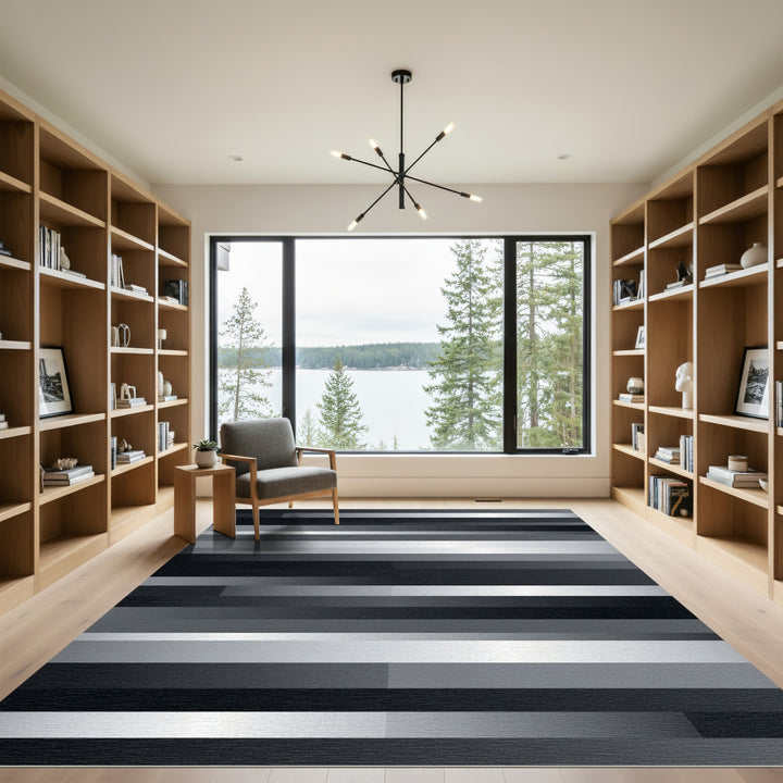 Modern Horizontal Gradient Stripe Rug