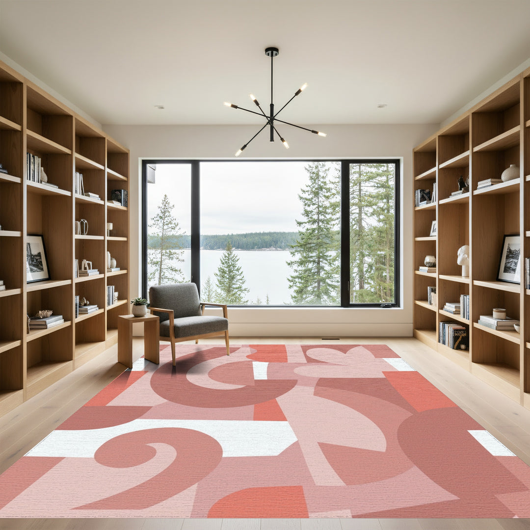 Terra Cotta Abstract Organic Shapes Rug