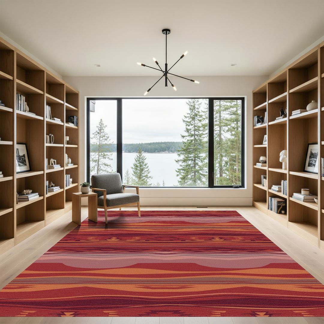 Earthy Red Horizontal Stripe Terracotta Rug