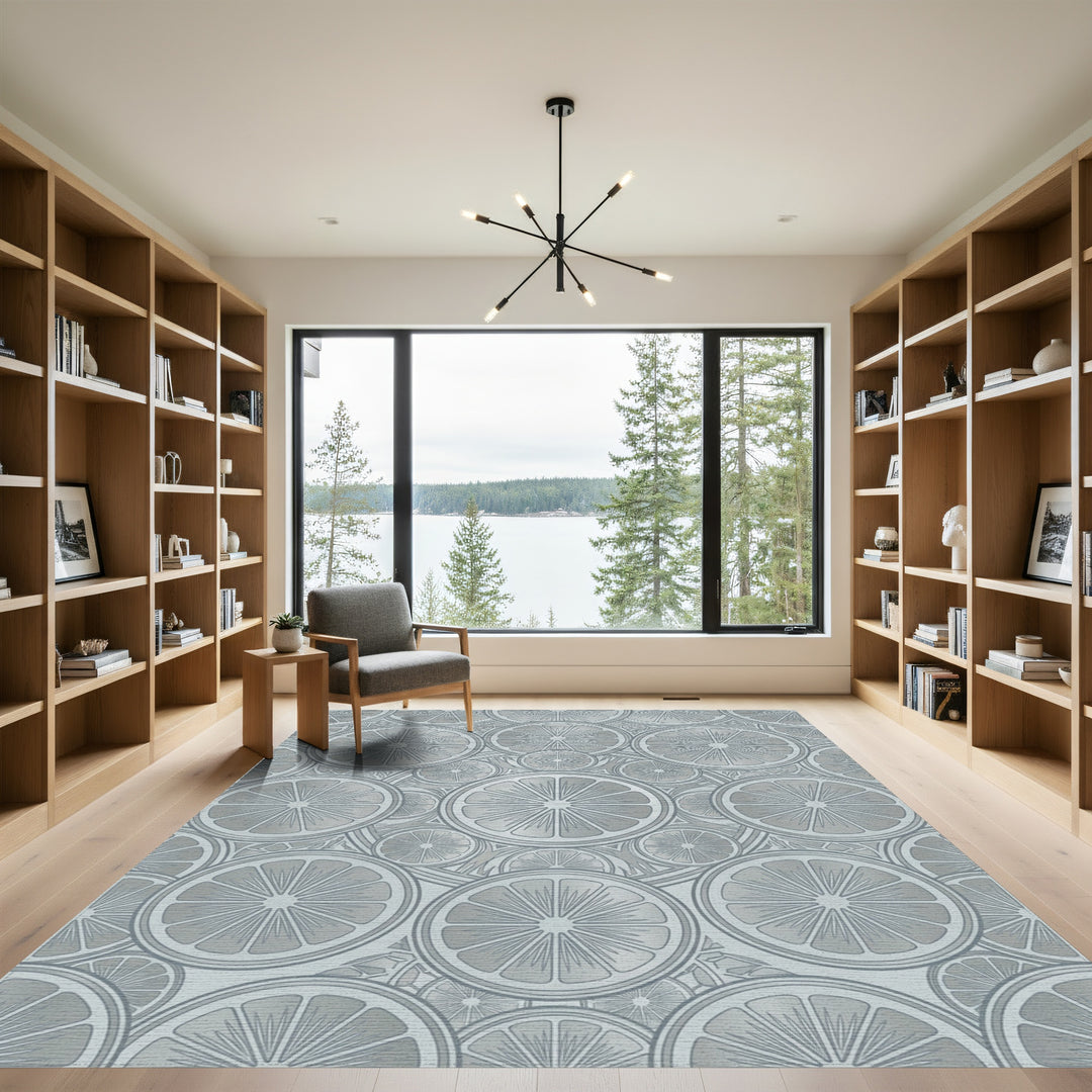 Silver Citrus Slice Mandala Repeat Rug