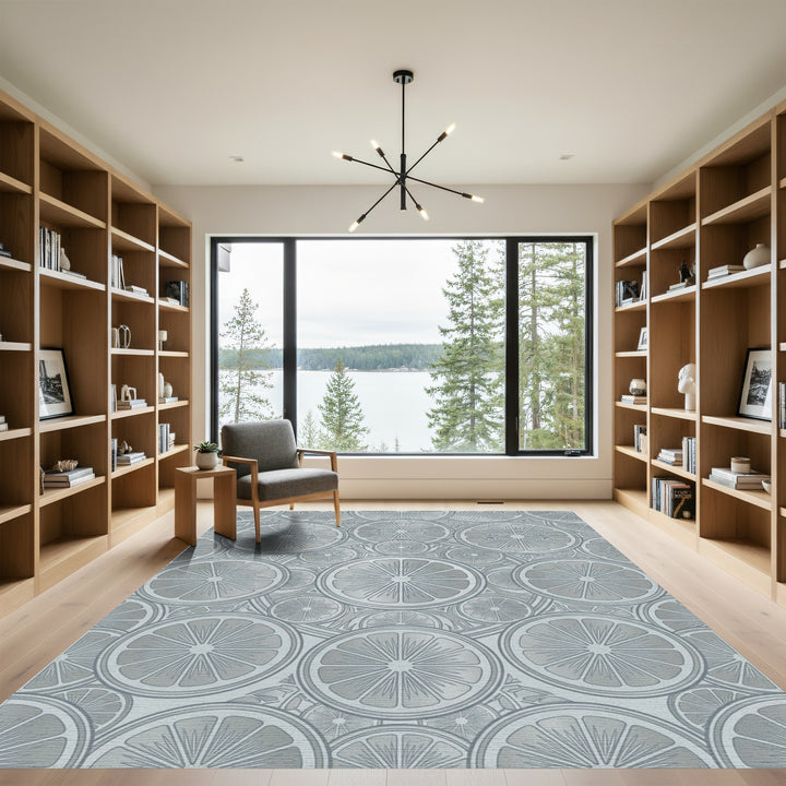 Silver Citrus Slice Mandala Repeat Rug