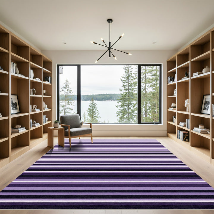 Elegant Purple Gradient Stripe Rug
