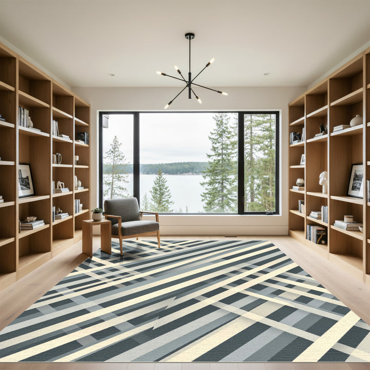 Modern Intersecting Cool Tones Rug