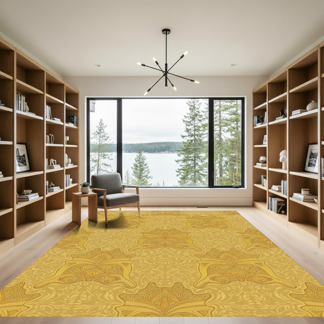 Golden Paisley Medallion Floral Rug