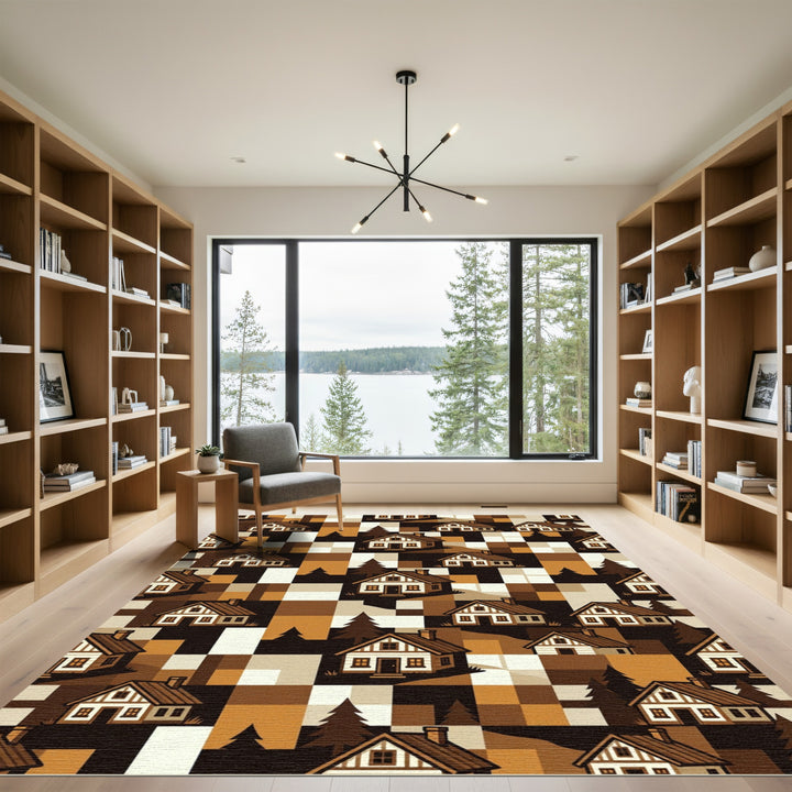 Cozy Village Brown Plaid Home Rug