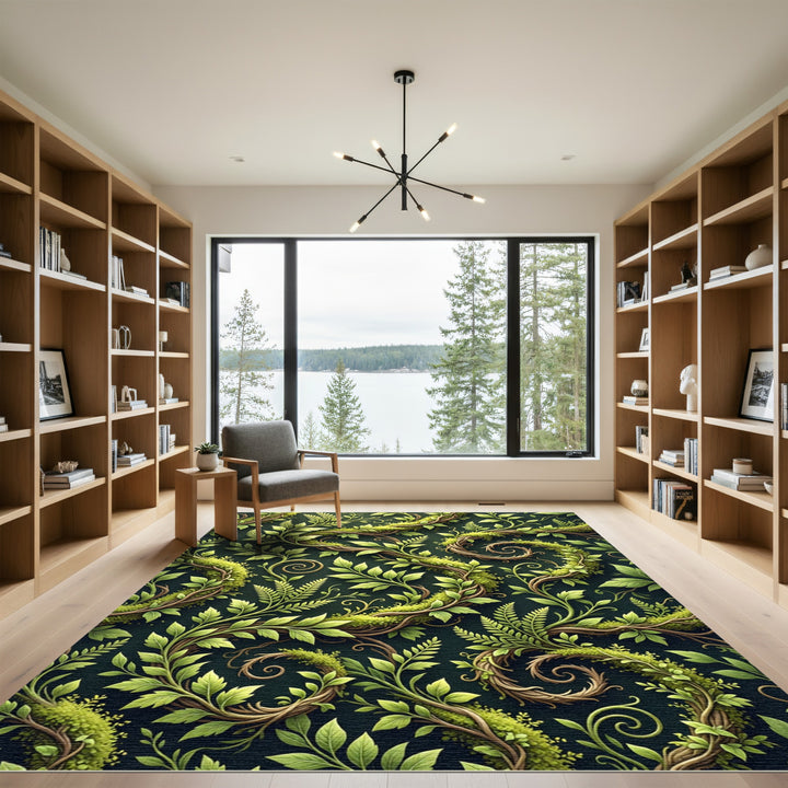 Lush Verdant Vine Swirl Rug