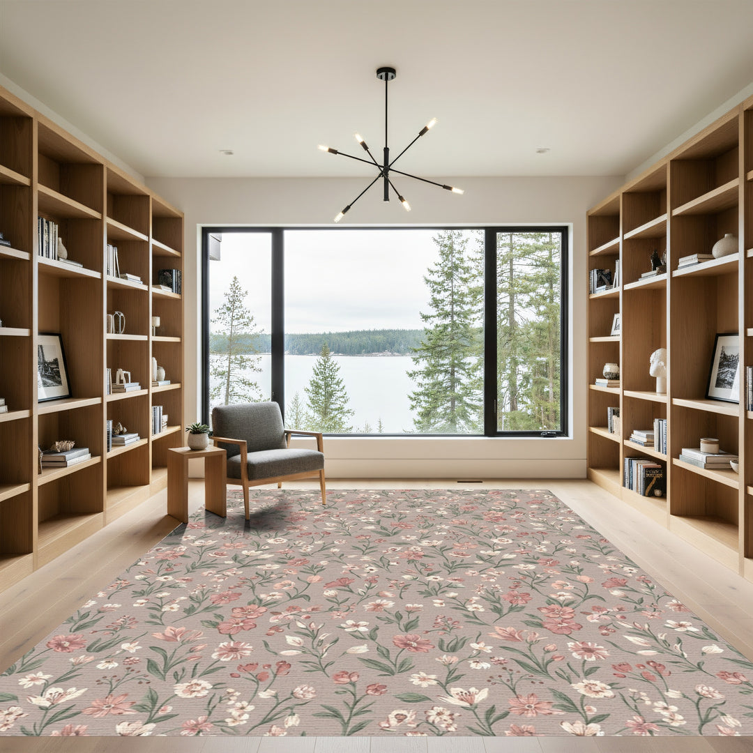 Dusty Rose Charming Wildflower Meadow Rug