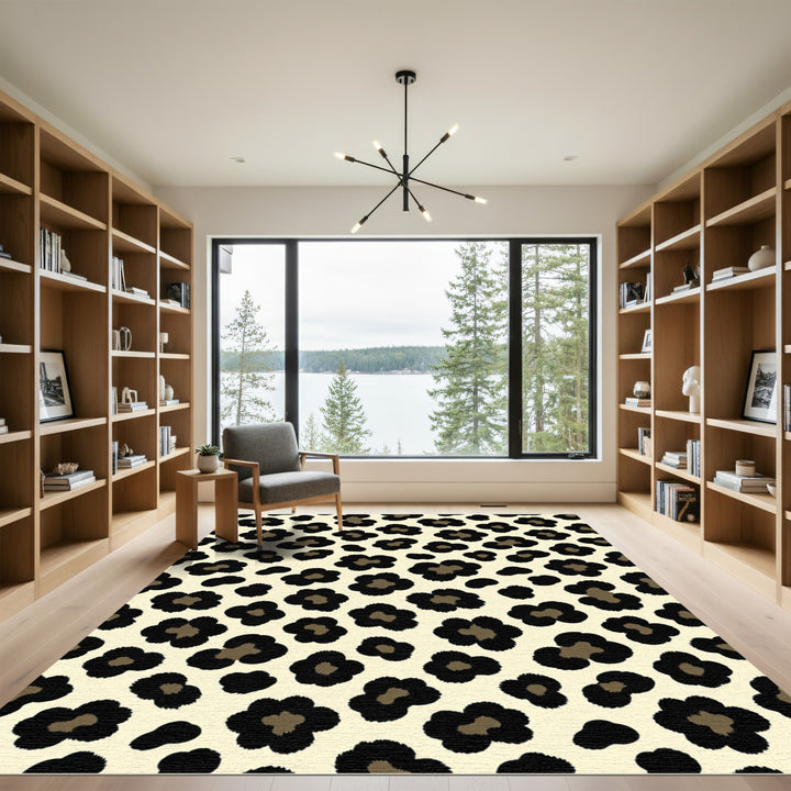 Classic Black and Tan Leopard Spots Rug