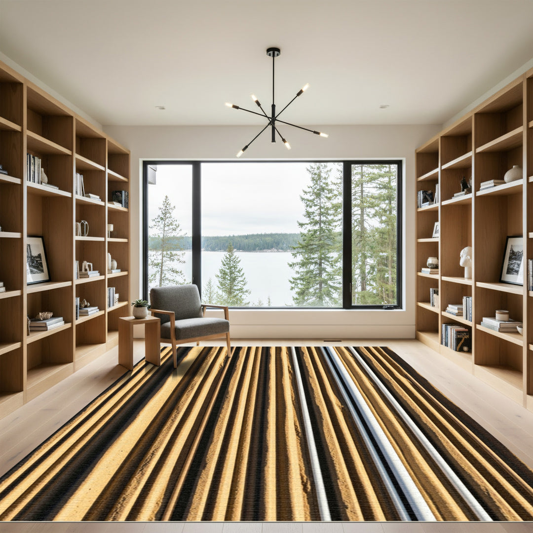 Sandy Beige Vertical Stripe Rug