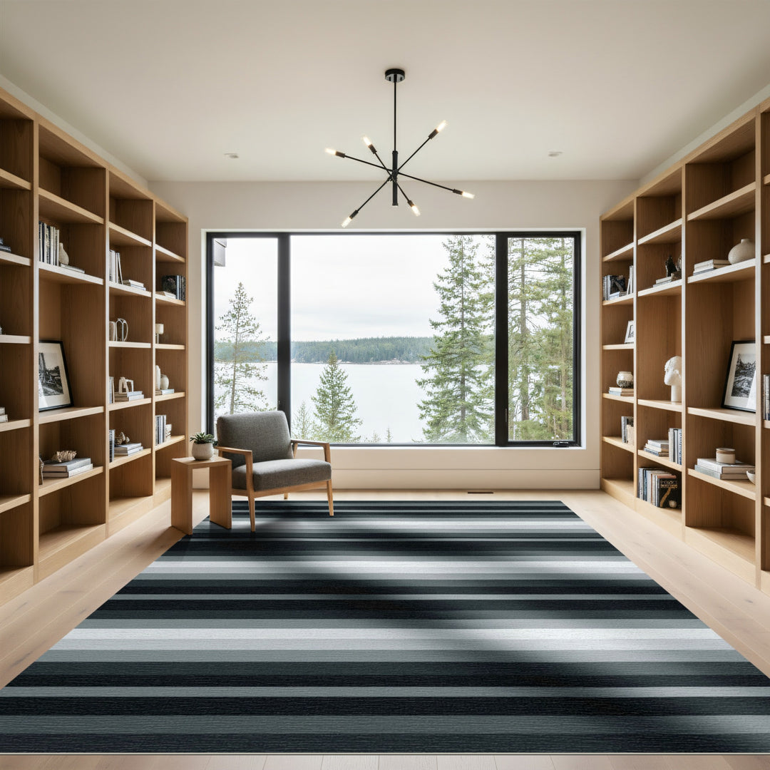 Linear Gradient Stripes Grey Rug
