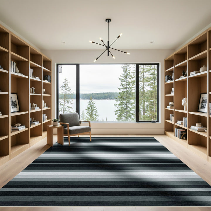 Linear Gradient Stripes Grey Rug