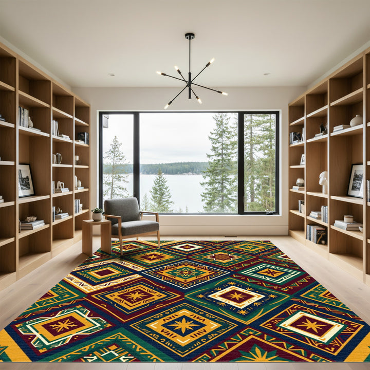 Geometric Diamond Medallion Rug