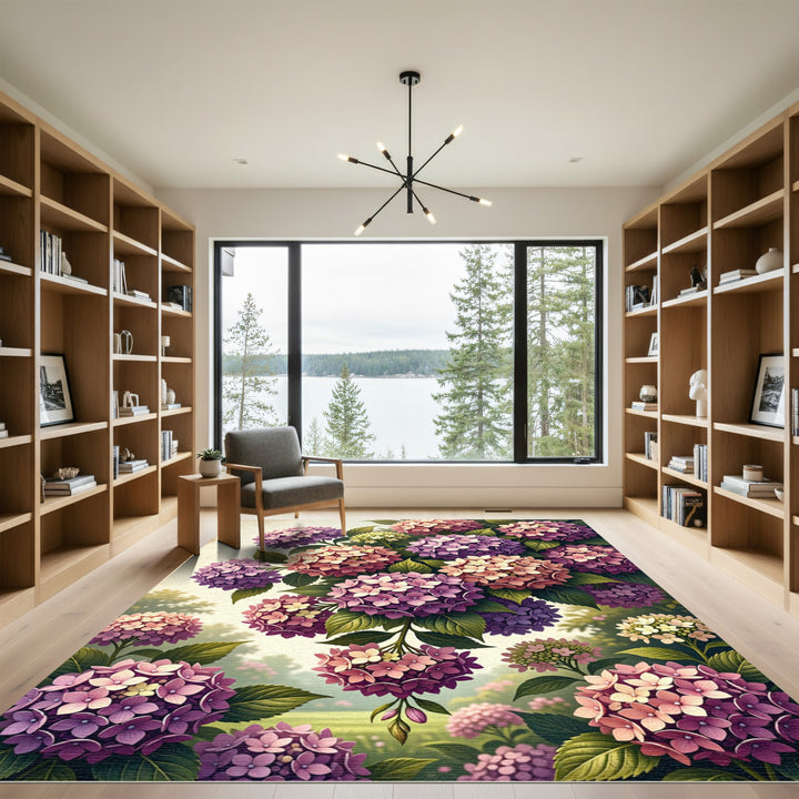 Vintage Hydrangea Floral Garden Rug