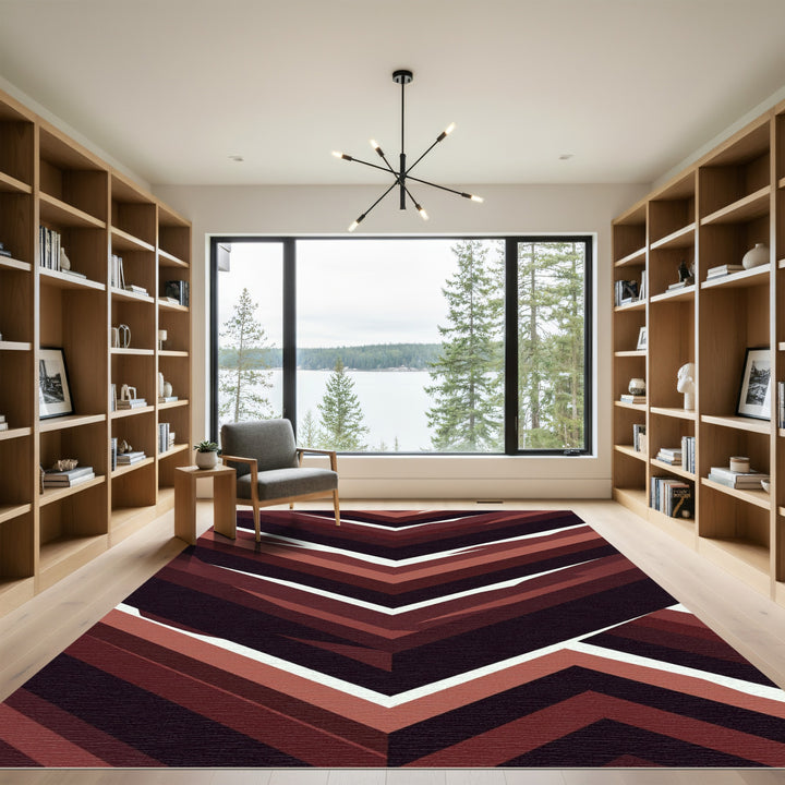 Chevron Deep Brown Wood Grain Rug