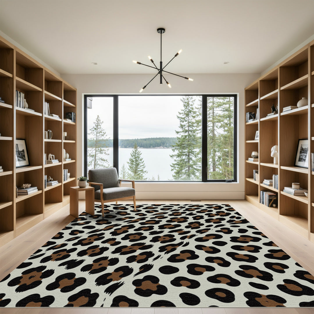 Leopard spots gray brown Rug