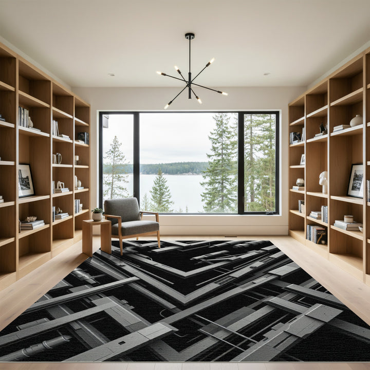 Monochromatic Abstract Geometric Structure Rug