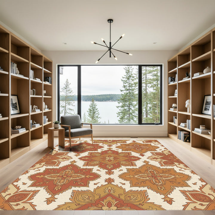 Earthy Tone Ornate Medallion Rug