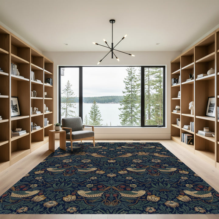 Midnight Blue Avian Berry Garland Rug
