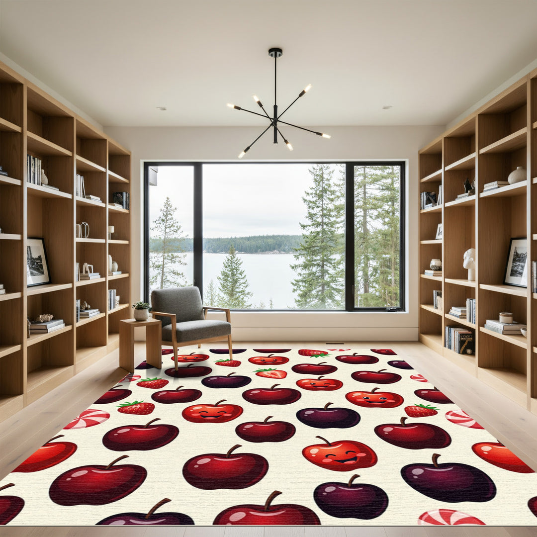 Red Apple Strawberry Candy Collage Rug