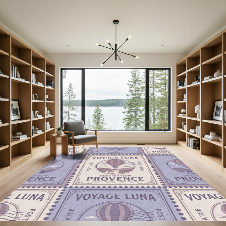 Voyage Luna Hot Air Balloon Stamp Rug