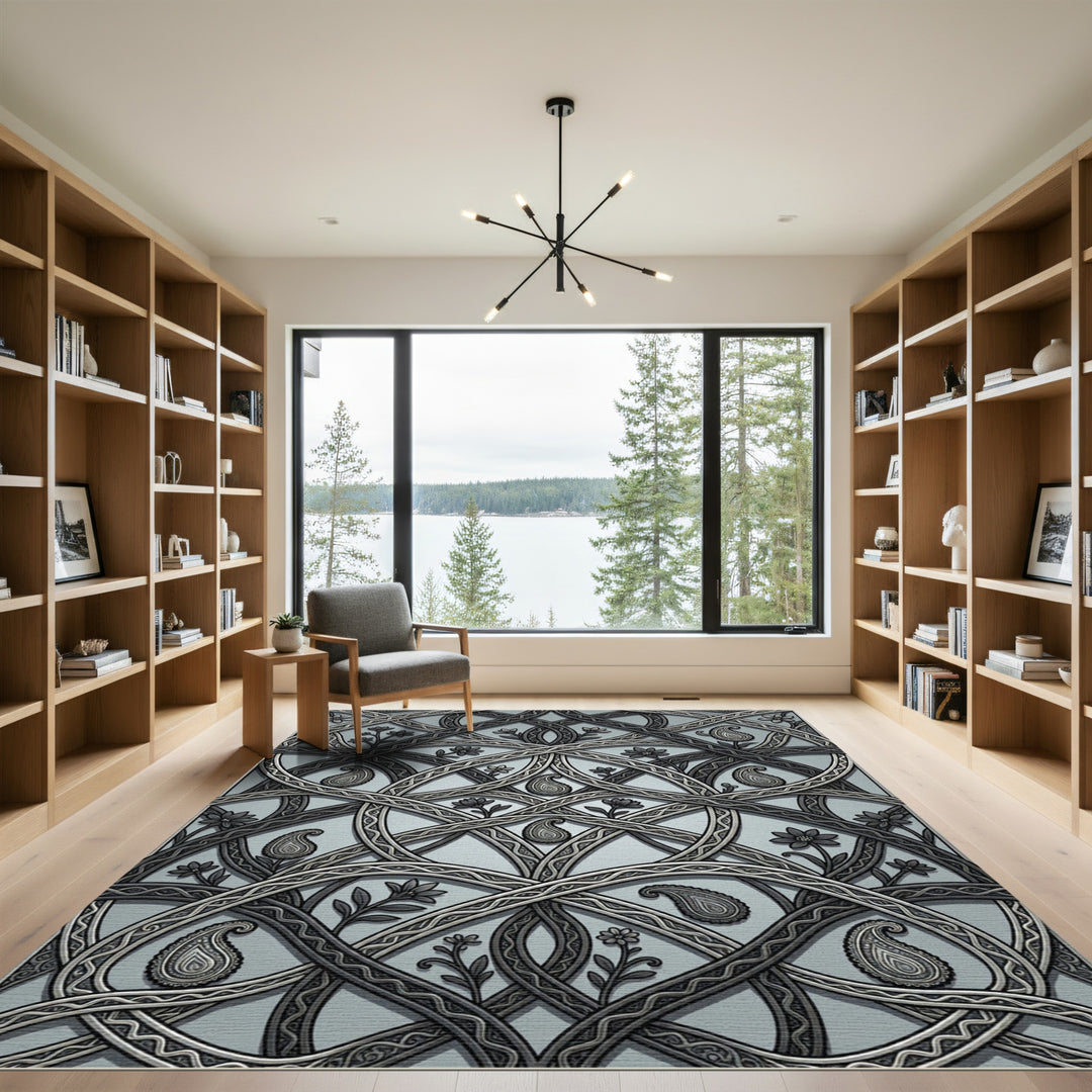Ornate Paisley Floral Interwoven Medallion Rug