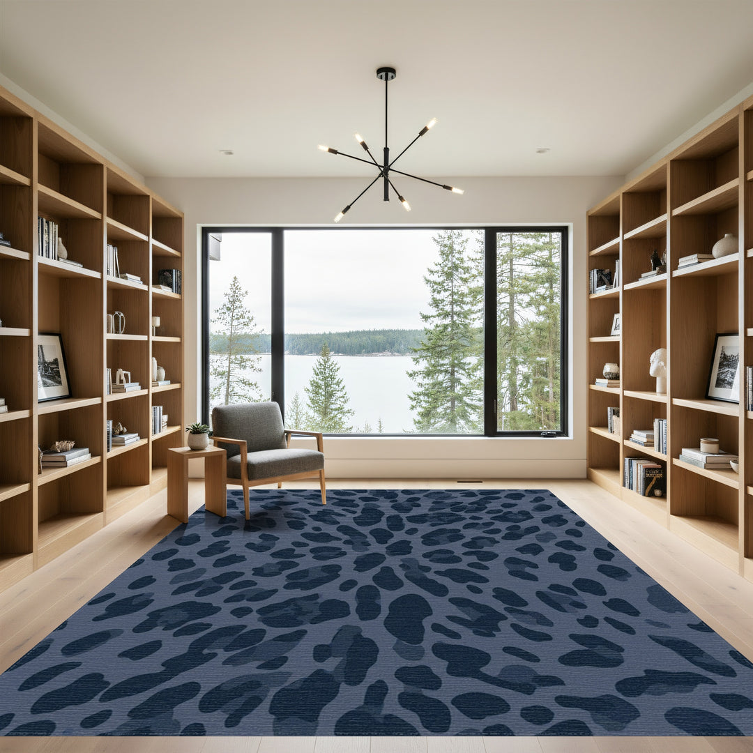 Deep Blue Leopard Spots Repeating Rug