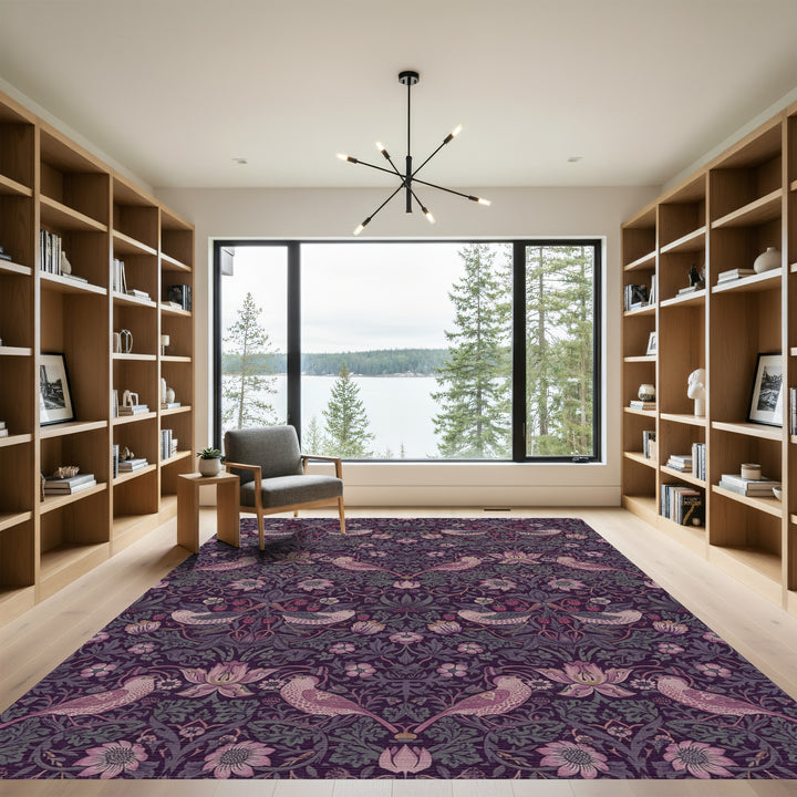 Plum Garden Birds Strawberries Floral Rug