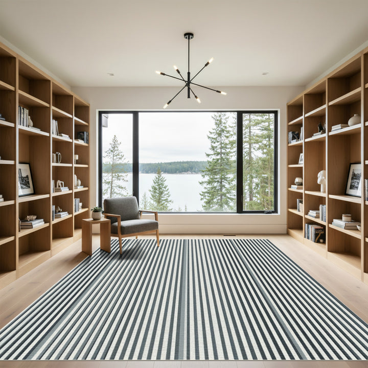 Modern Vertical Grey Stripe Rug
