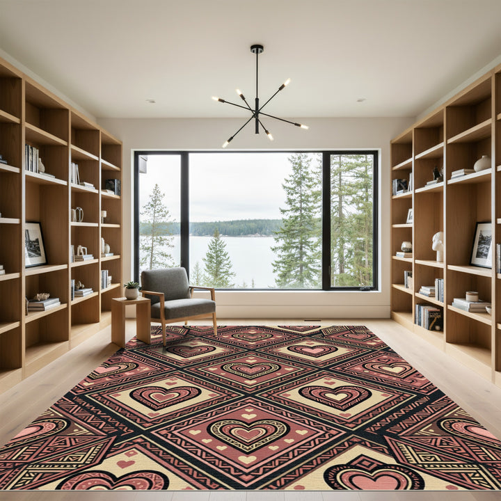 Boho Heart Rhombus Textile Rug