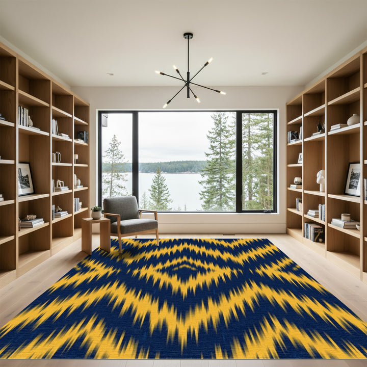 Indigo Yellow Jagged Chevron Rug