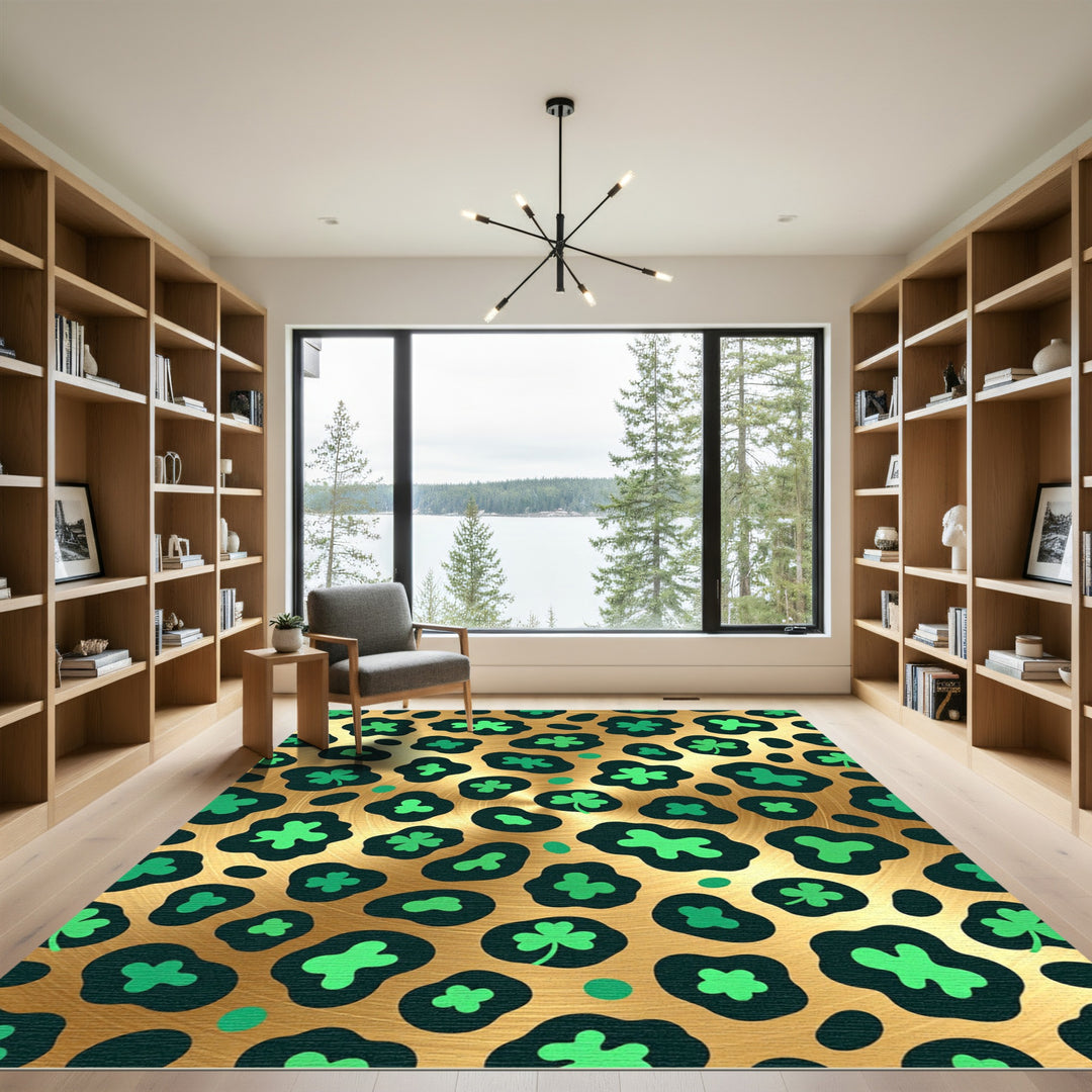 Lucky Clover Leopard Round Rug
