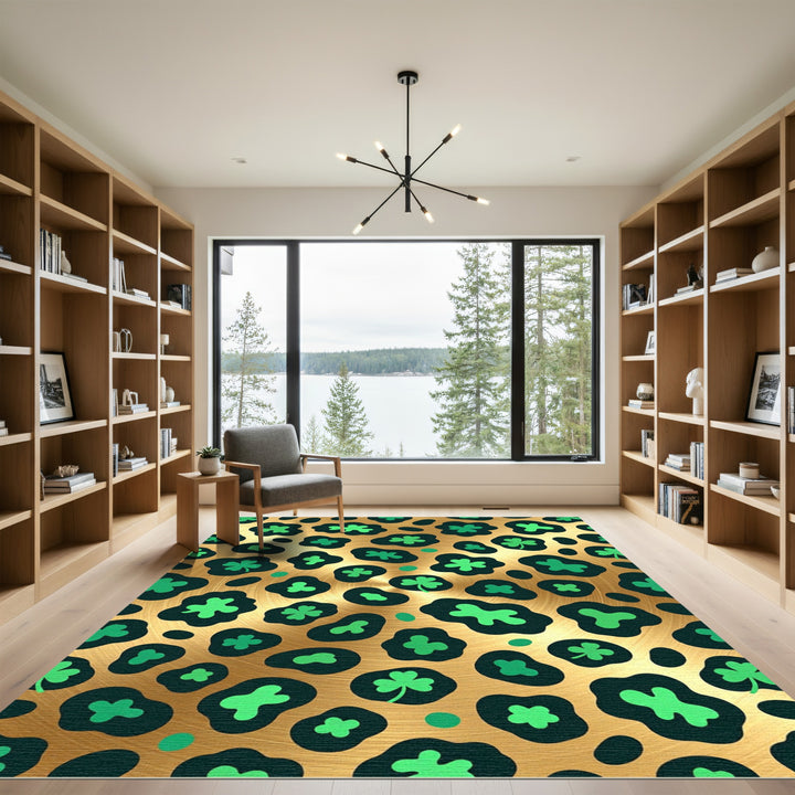 Lucky Clover Leopard Round Rug