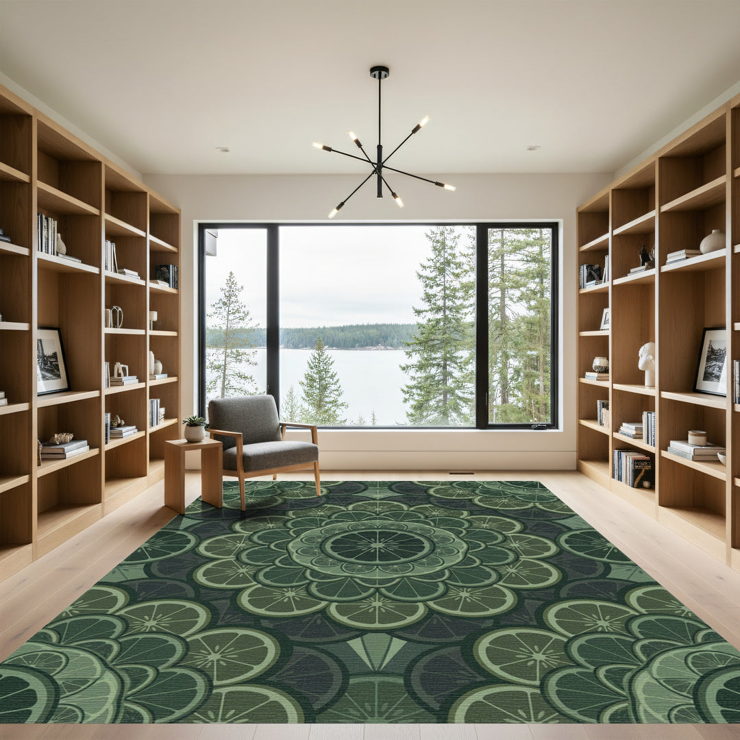 Emerald Citrus Mandala Rug