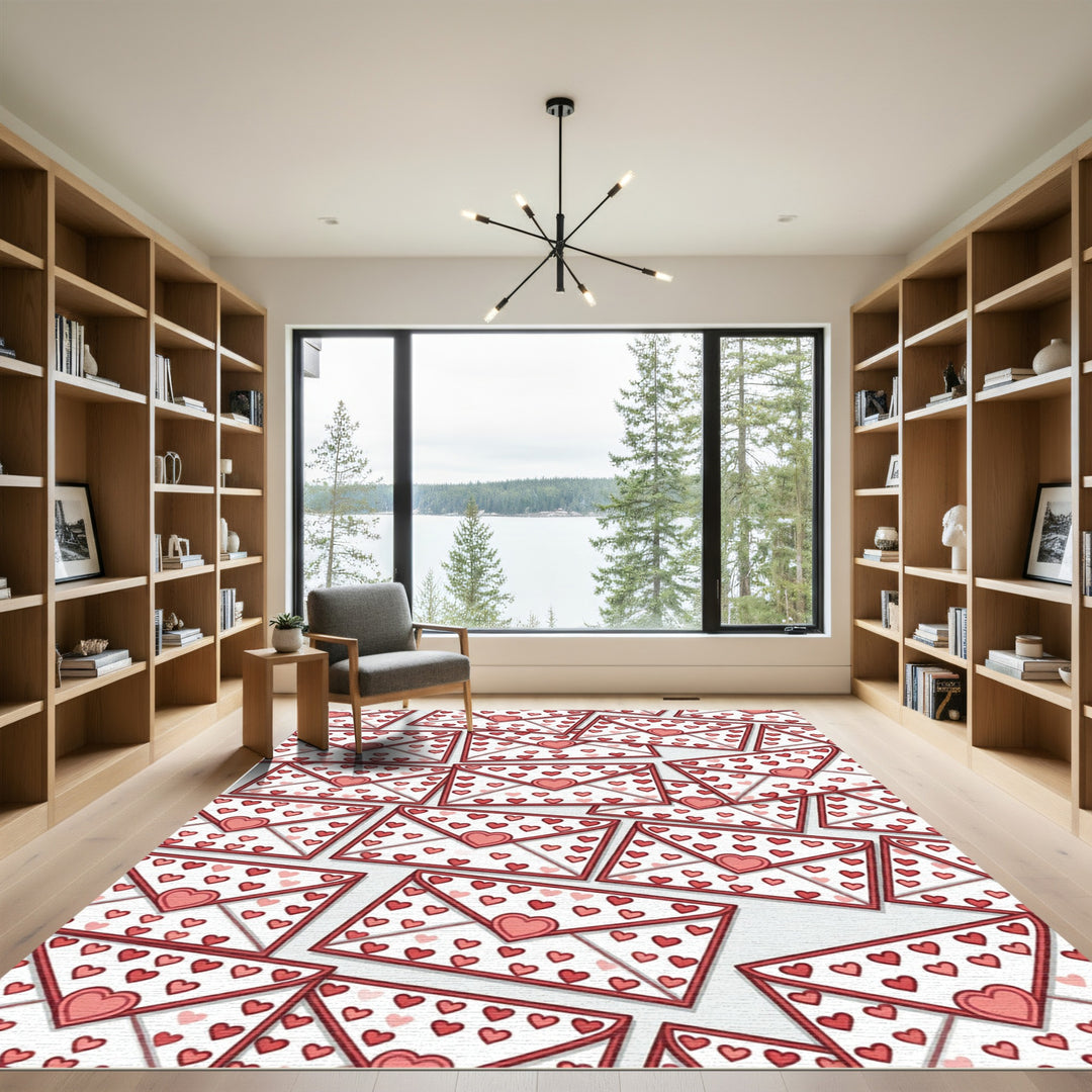 Red Hearts Folded Paper Correspondence Rug